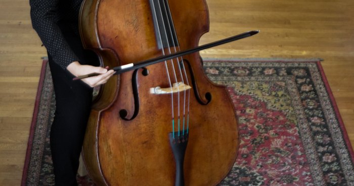 An Ernst Saumer upright bass being bowed